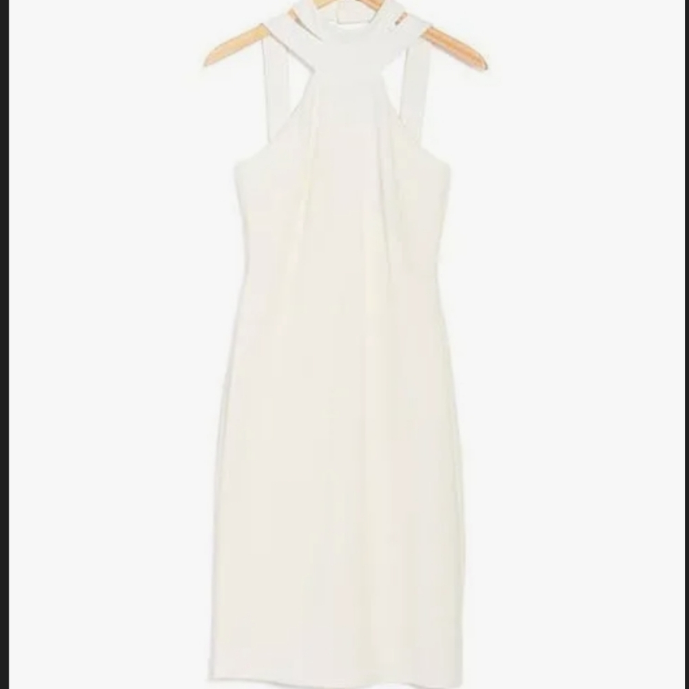BEBE HALTERNECK BODYCON MIDI DRESS